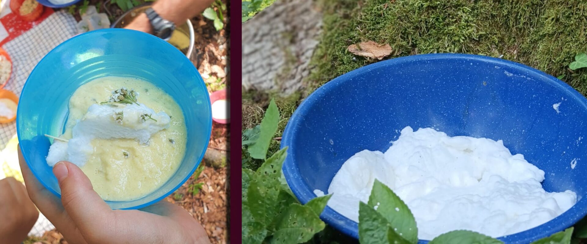 Schwimmende Insel mit Schafgarbenblütencreme